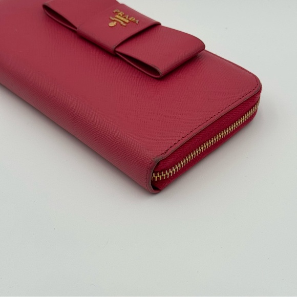 (SOLD) Prada Saffiano Leather Pink Bow Tie Wallet - Picture 7 of 16